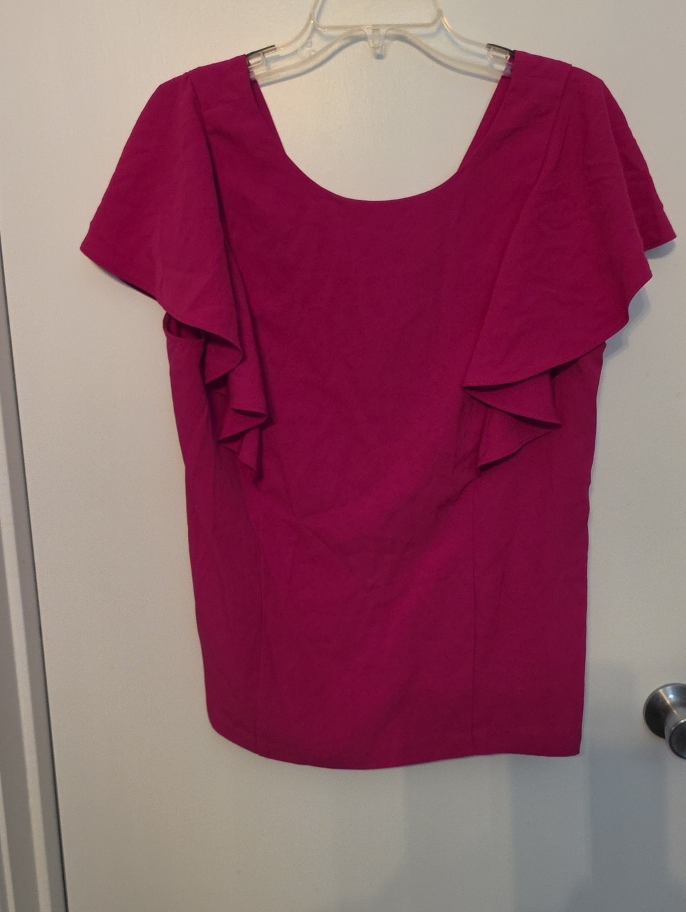 Banana Republic Magenta Ruffle Sleeve Scoop Neck Blouse